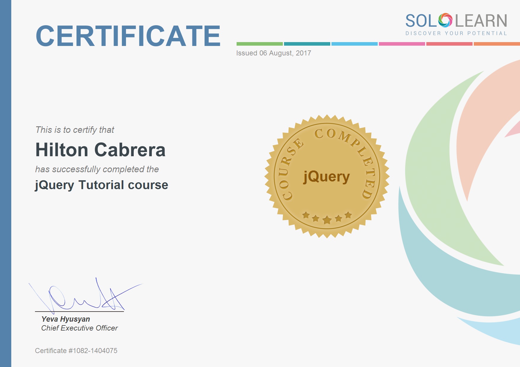 JQuery Certificate